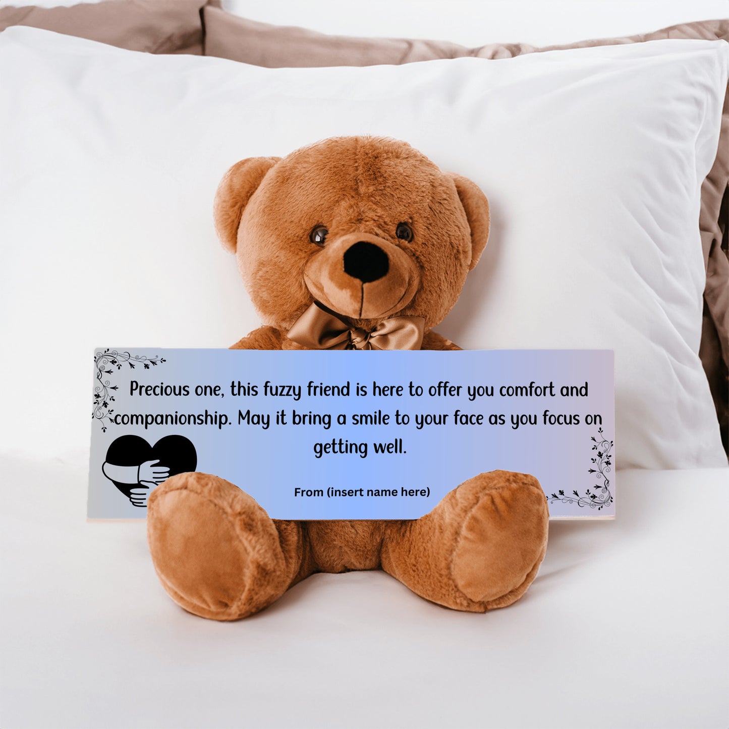 Customizable Get Well Soon with this Cuddly Companion Premium Plush Bear, bringing comfort and companionship- shipping included