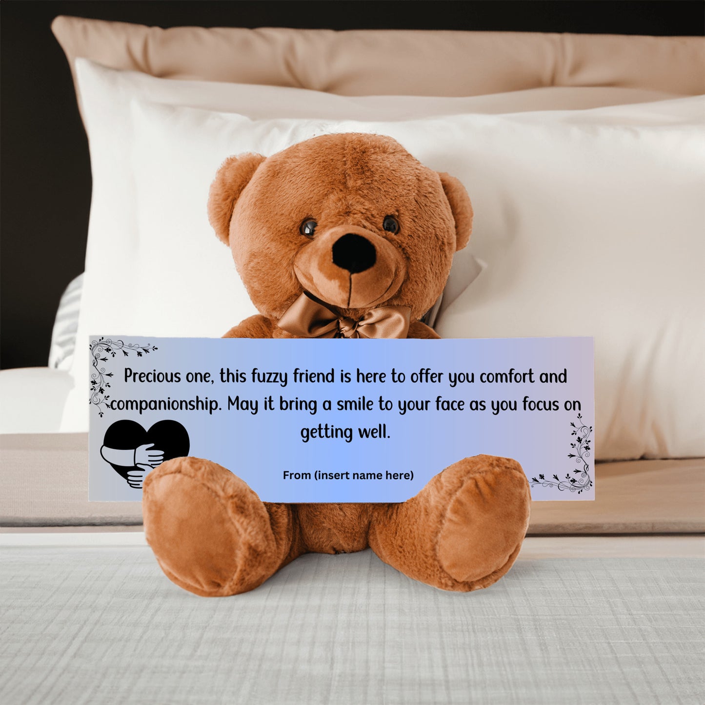 Customizable Get Well Soon with this Cuddly Companion Premium Plush Bear, bringing comfort and companionship- shipping included