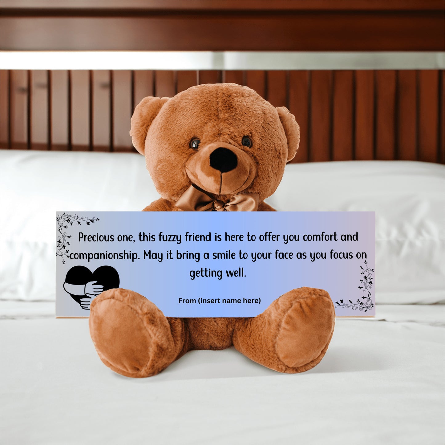 Customizable Get Well Soon with this Cuddly Companion Premium Plush Bear, bringing comfort and companionship- shipping included