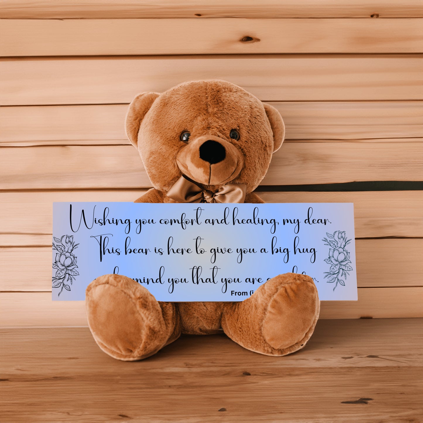 Customizable Get Well Soon with this Cuddly Companion Premium Plush Bear, bringing comfort and healing- shipping included