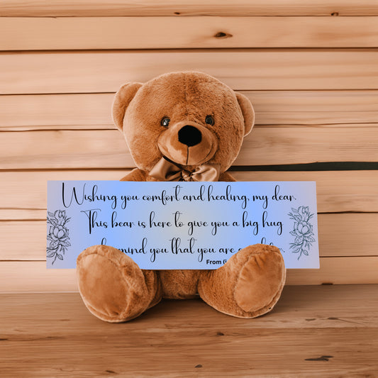 Customizable Get Well Soon with this Cuddly Companion Premium Plush Bear, bringing comfort and healing- shipping included