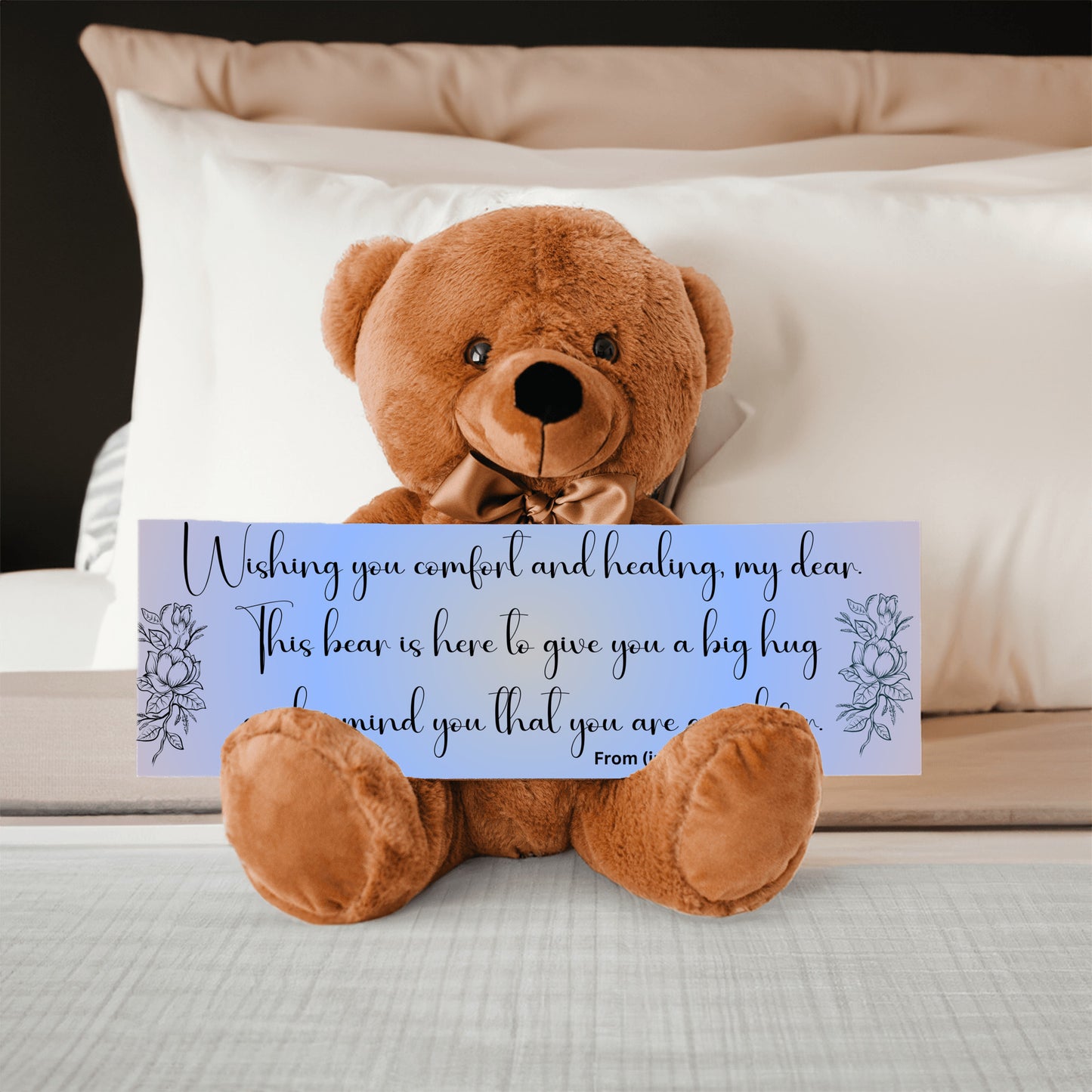 Customizable Get Well Soon with this Cuddly Companion Premium Plush Bear, bringing comfort and healing- shipping included