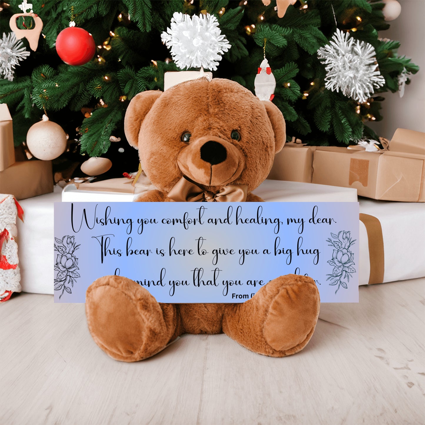 Customizable Get Well Soon with this Cuddly Companion Premium Plush Bear, bringing comfort and healing- shipping included