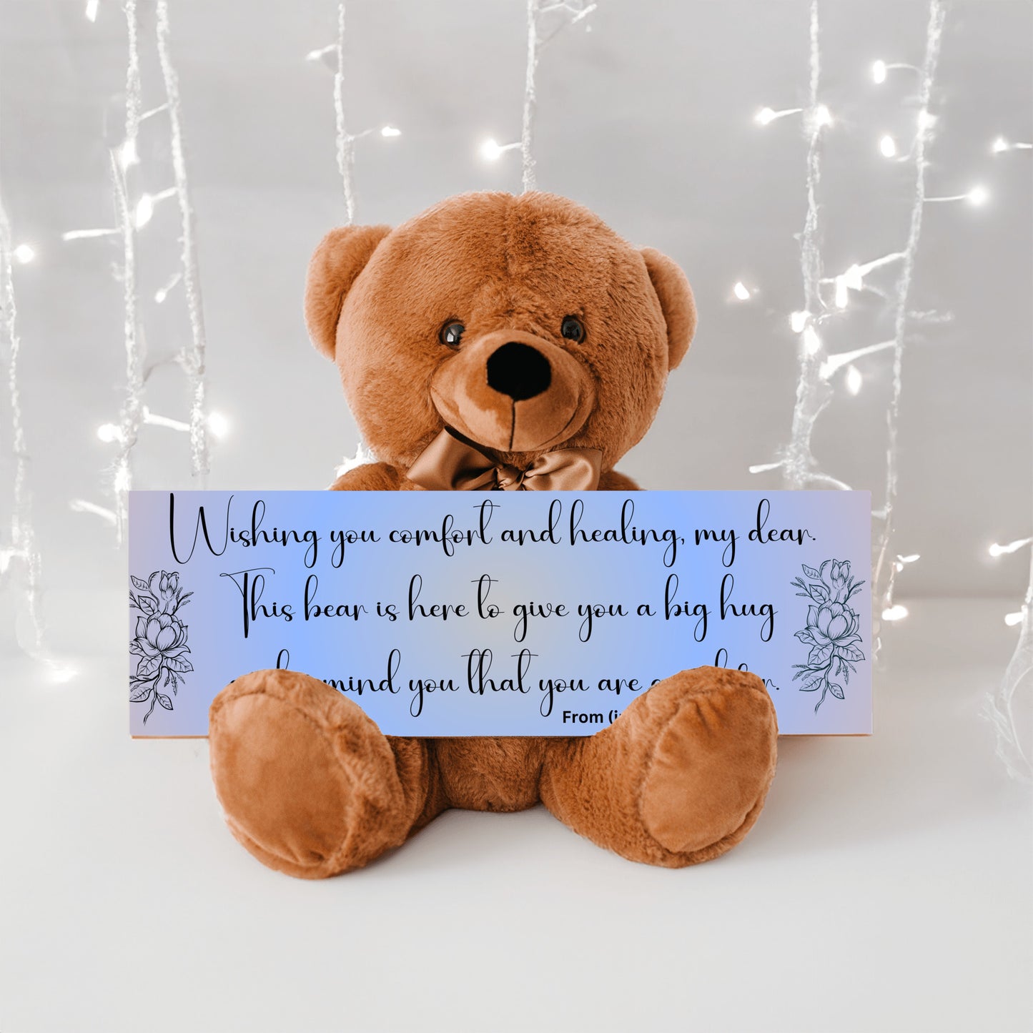 Customizable Get Well Soon with this Cuddly Companion Premium Plush Bear, bringing comfort and healing- shipping included