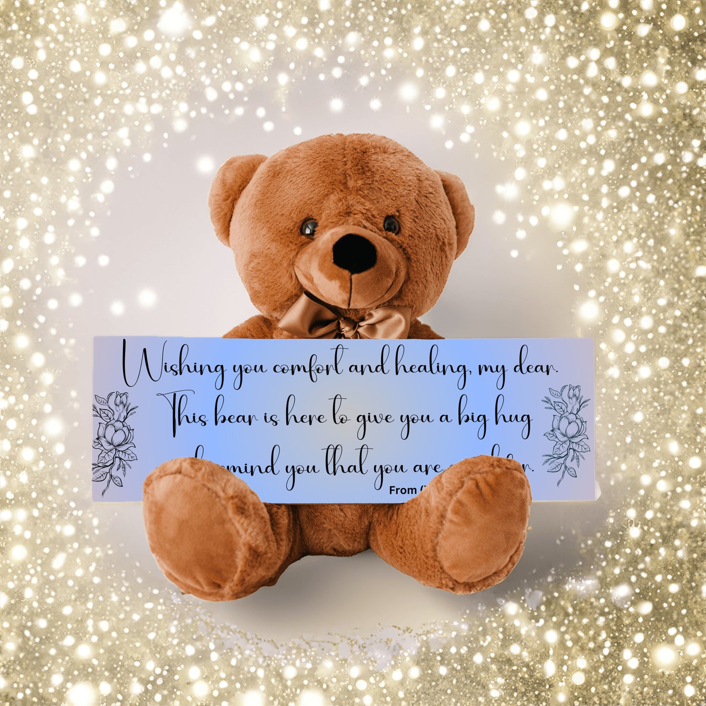 Customizable Get Well Soon with this Cuddly Companion Premium Plush Bear, bringing comfort and healing- shipping included