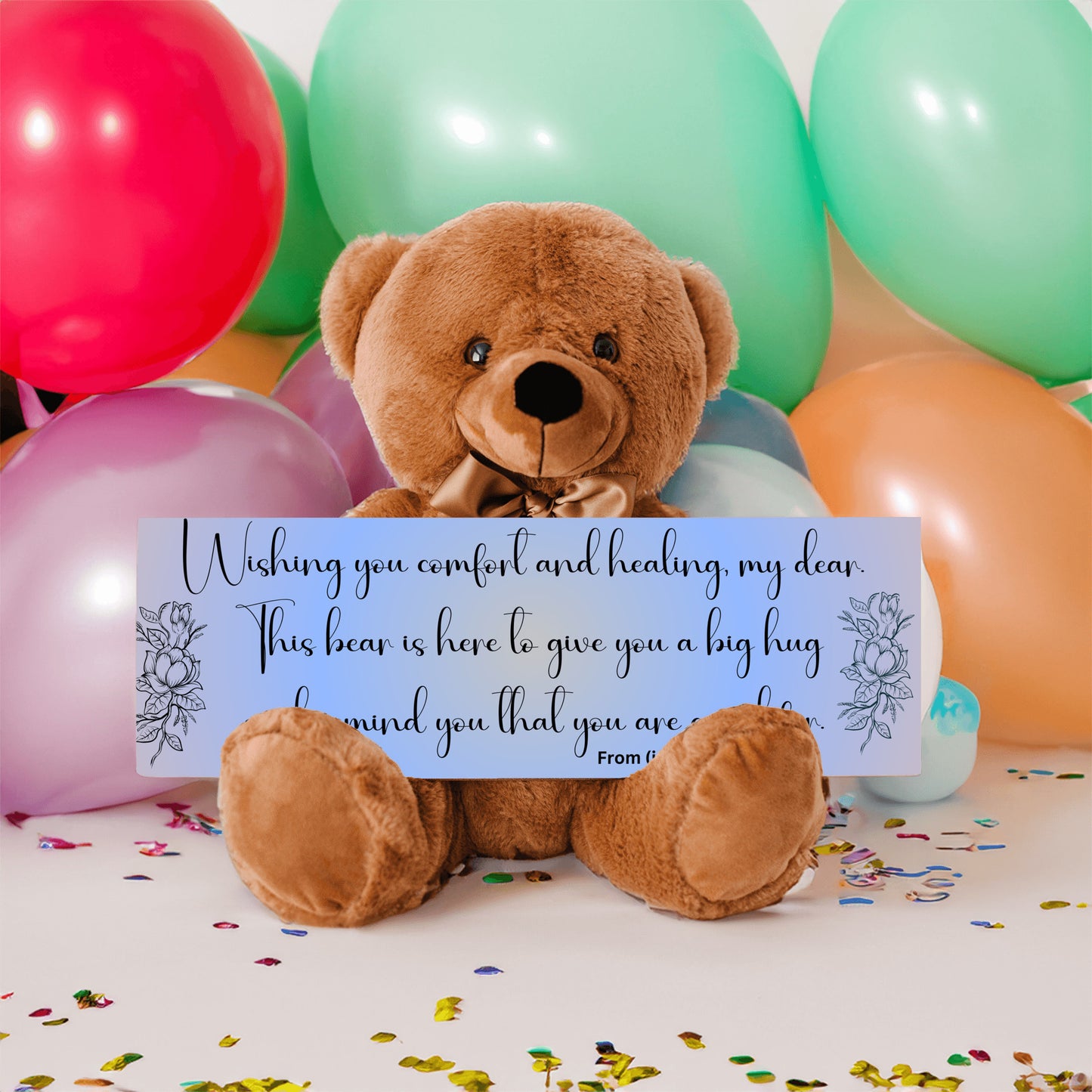 Customizable Get Well Soon with this Cuddly Companion Premium Plush Bear, bringing comfort and healing- shipping included