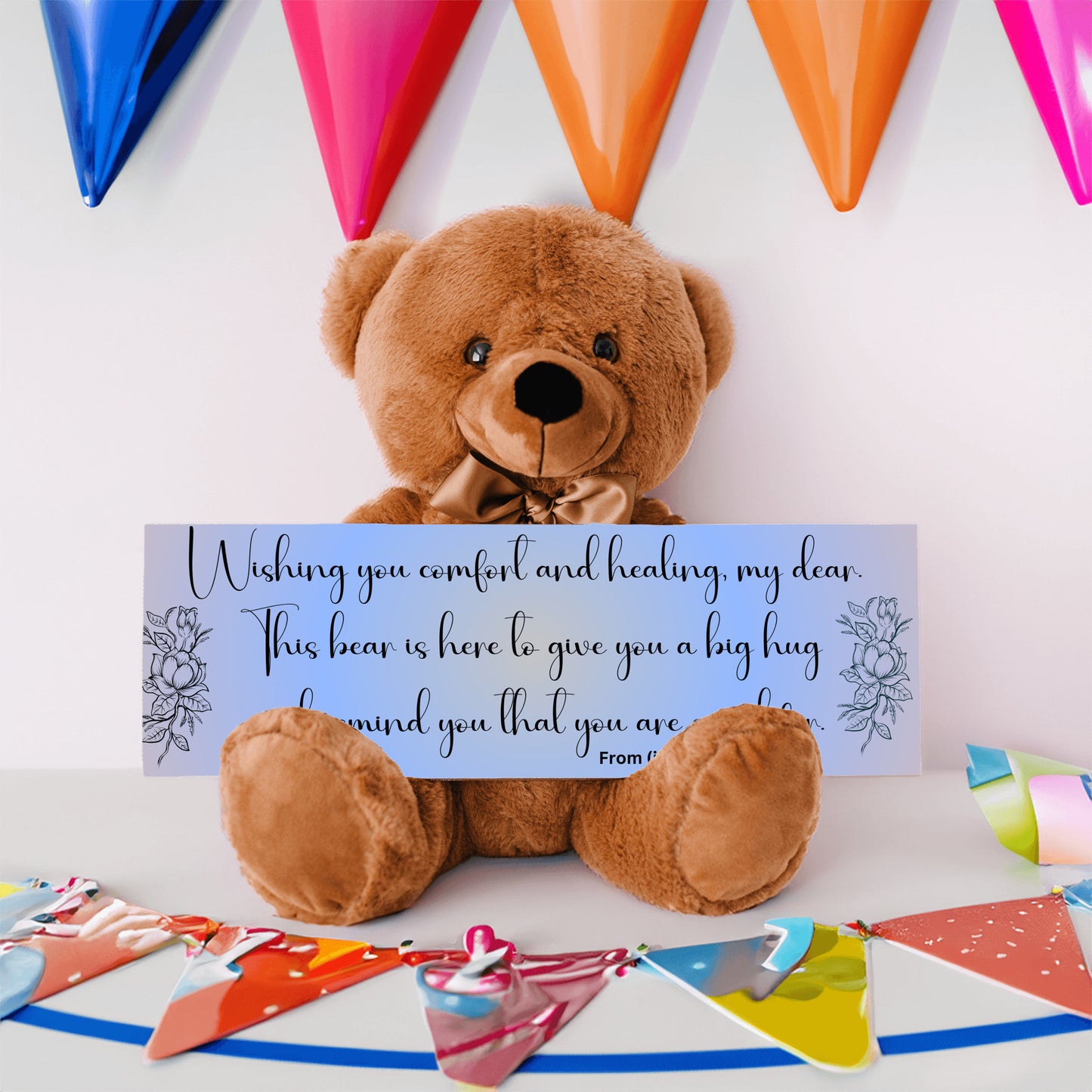 Customizable Get Well Soon with this Cuddly Companion Premium Plush Bear, bringing comfort and healing- shipping included