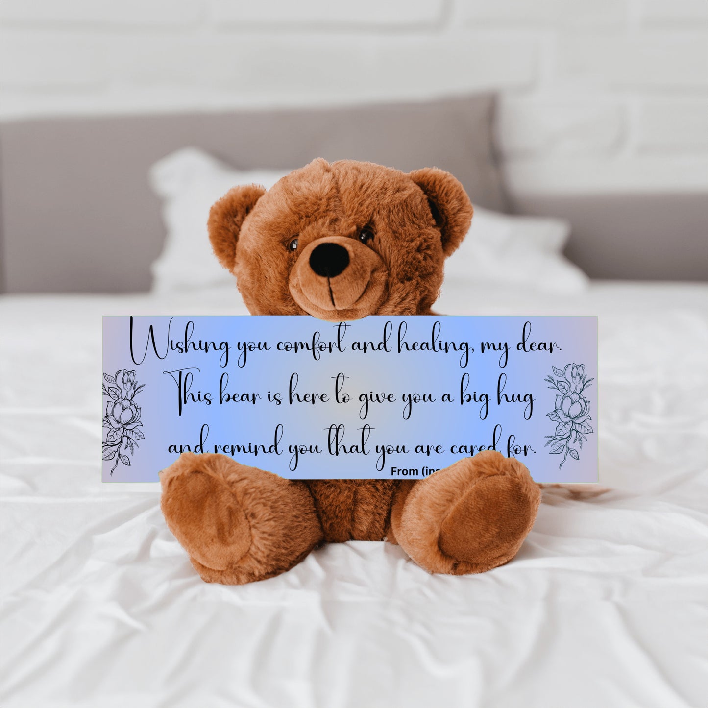 Customizable Get Well Soon with this Cuddly Companion Premium Plush Bear, bringing comfort and healing- shipping included