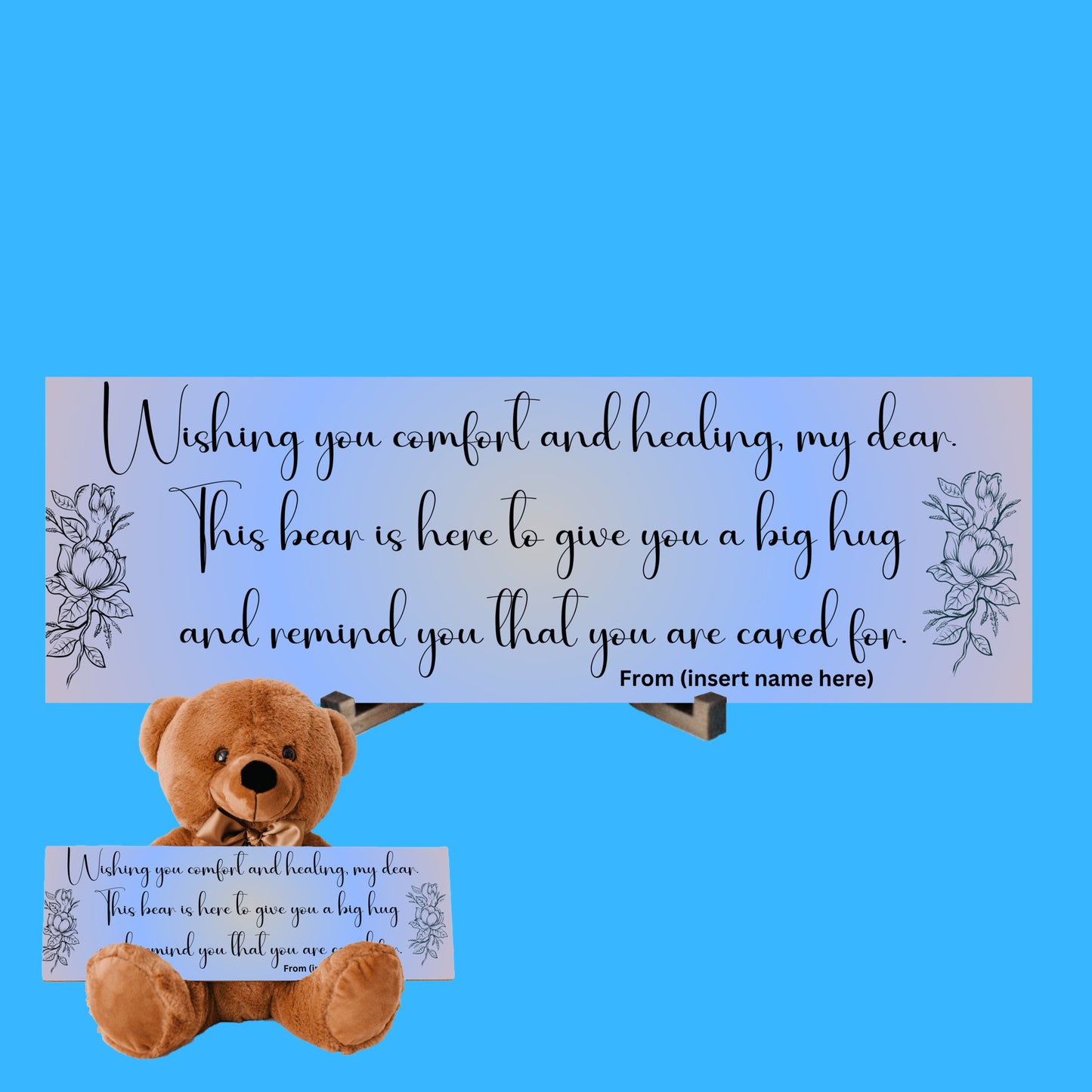 Customizable Get Well Soon with this Cuddly Companion Premium Plush Bear, bringing comfort and healing- shipping included