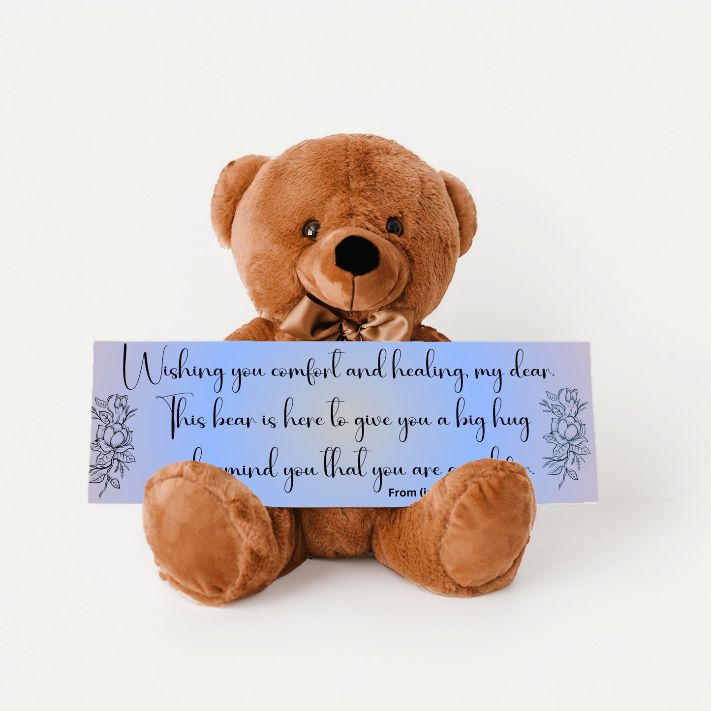 Customizable Get Well Soon with this Cuddly Companion Premium Plush Bear, bringing comfort and healing- shipping included