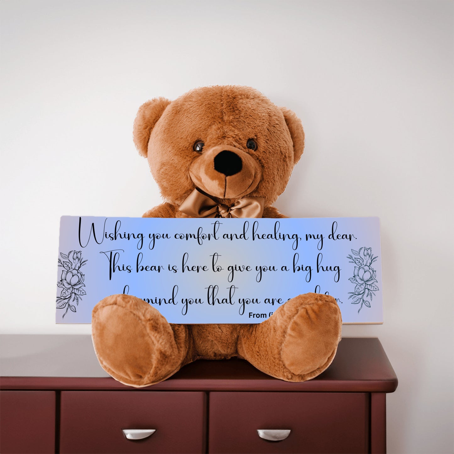 Customizable Get Well Soon with this Cuddly Companion Premium Plush Bear, bringing comfort and healing- shipping included