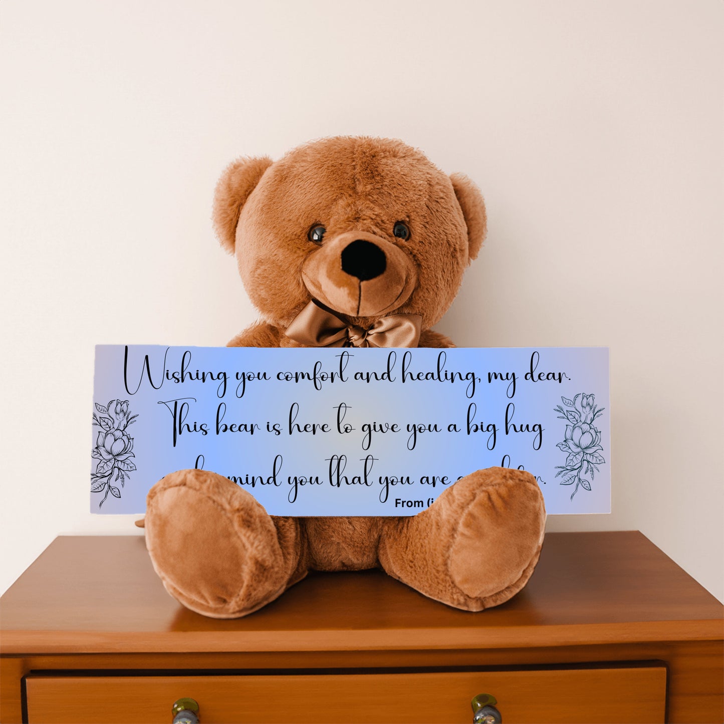 Customizable Get Well Soon with this Cuddly Companion Premium Plush Bear, bringing comfort and healing- shipping included