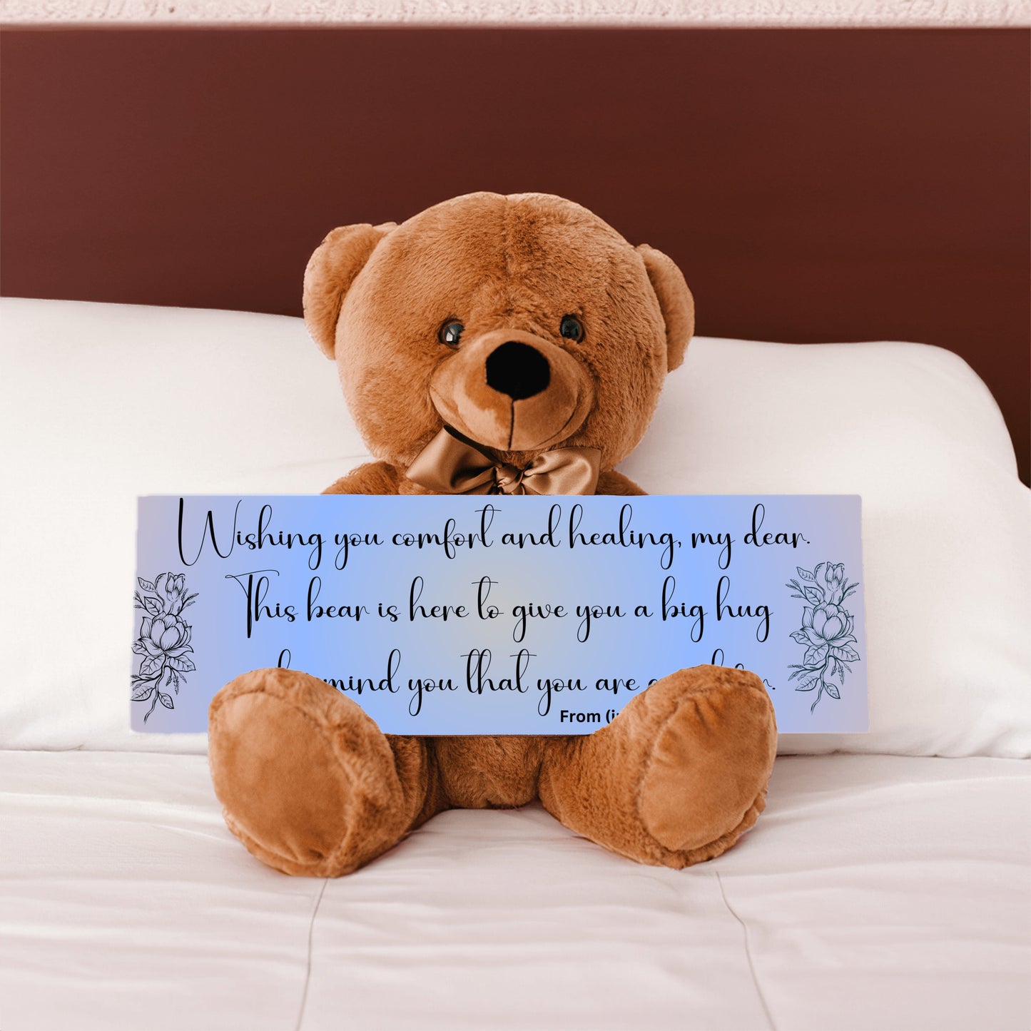 Customizable Get Well Soon with this Cuddly Companion Premium Plush Bear, bringing comfort and healing- shipping included