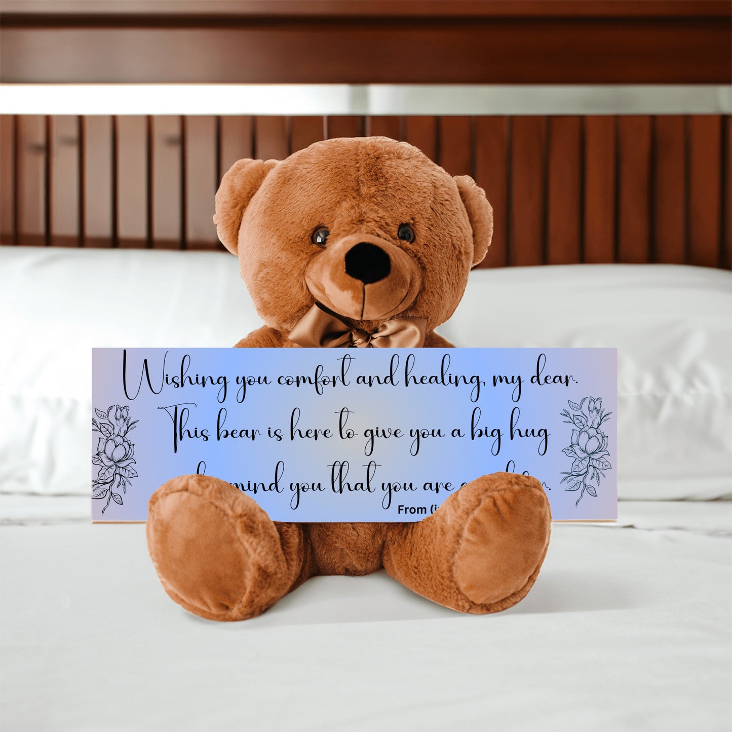 Customizable Get Well Soon with this Cuddly Companion Premium Plush Bear, bringing comfort and healing- shipping included