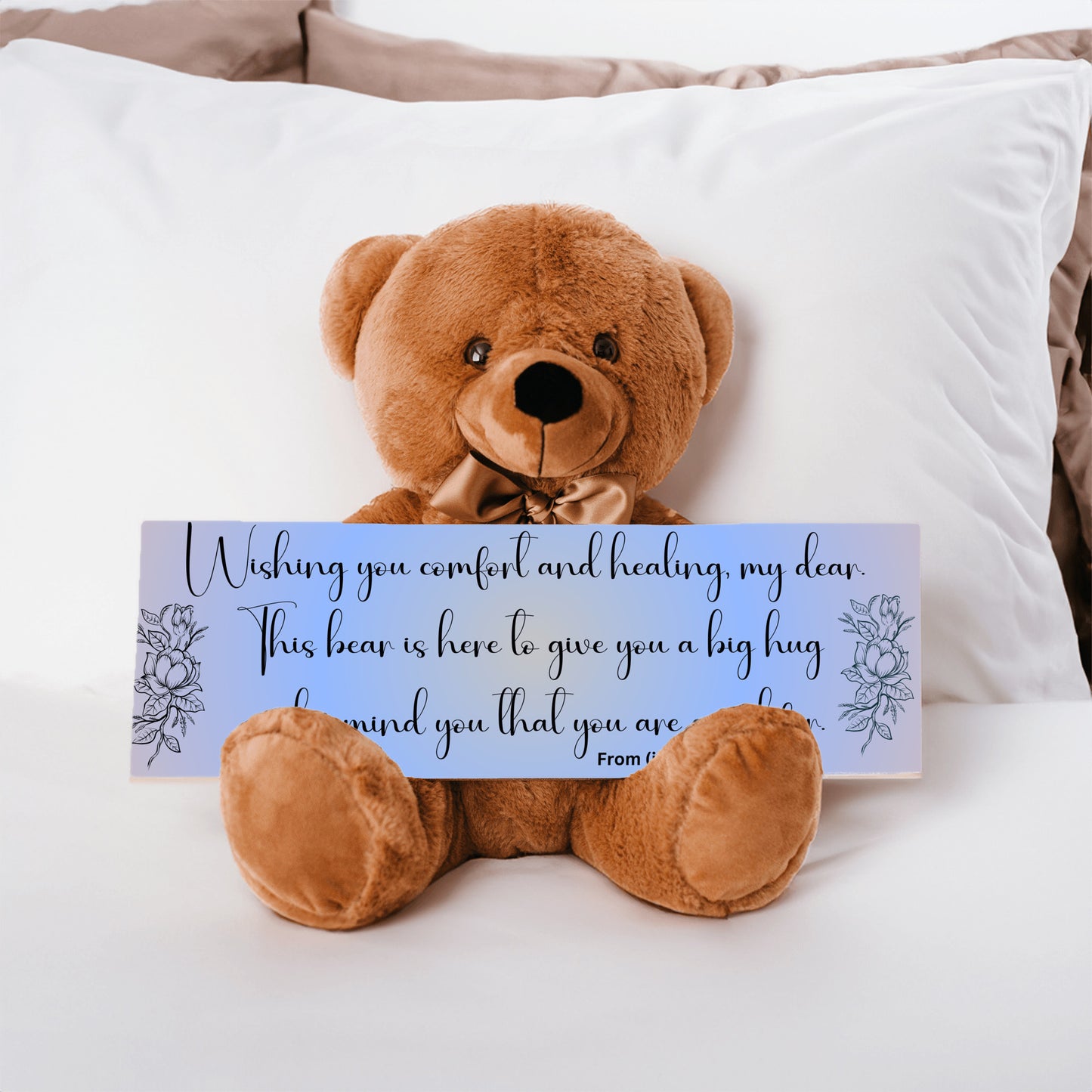 Customizable Get Well Soon with this Cuddly Companion Premium Plush Bear, bringing comfort and healing- shipping included