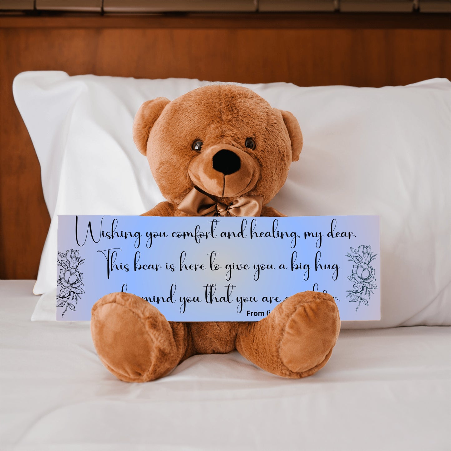 Customizable Get Well Soon with this Cuddly Companion Premium Plush Bear, bringing comfort and healing- shipping included