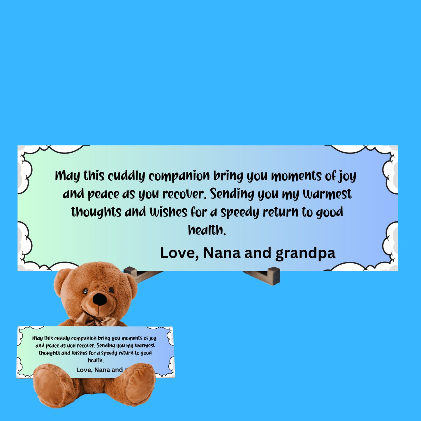 From Nana and Grandpa - Get Well Soon with this Cuddly Companion Premium Plush Bear, bringing joy and peace - Shipping included