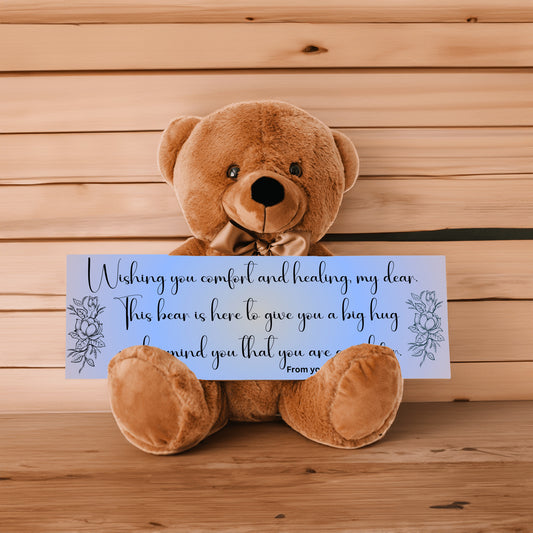 Husband to wife Get Well Soon with this Cuddly Companion Premium Plush Bear, bringing comfort and healing- shipping included