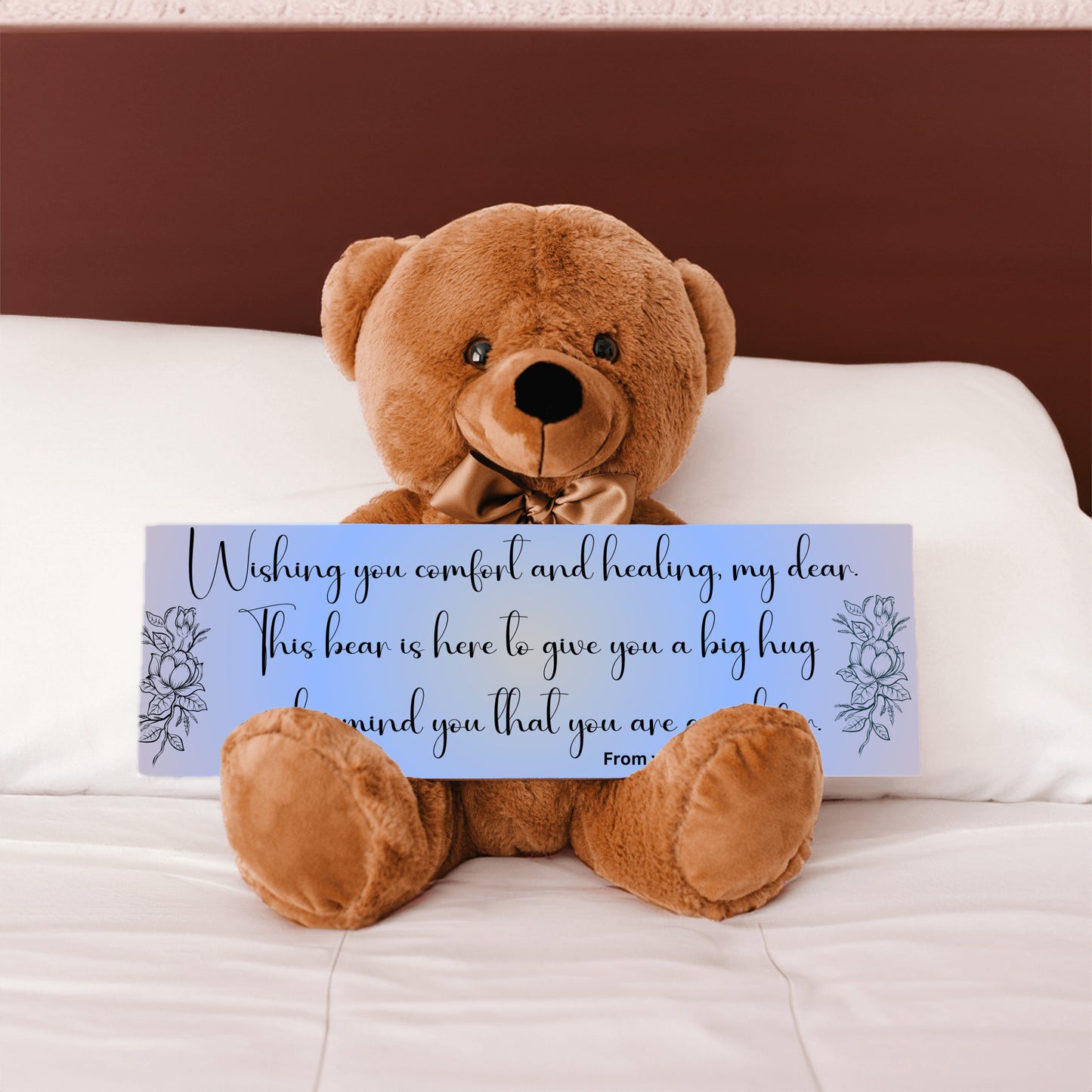 From Wife to Husband Get Well Soon with this Cuddly Companion Premium Plush Bear, bringing comfort and healing- shipping included