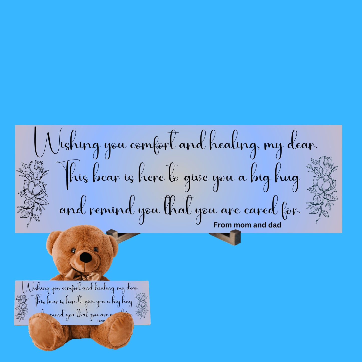 From Mom and Dad -  Get Well Soon with this Cuddly Companion Premium Plush Bear, bringing comfort and healing- shipping included