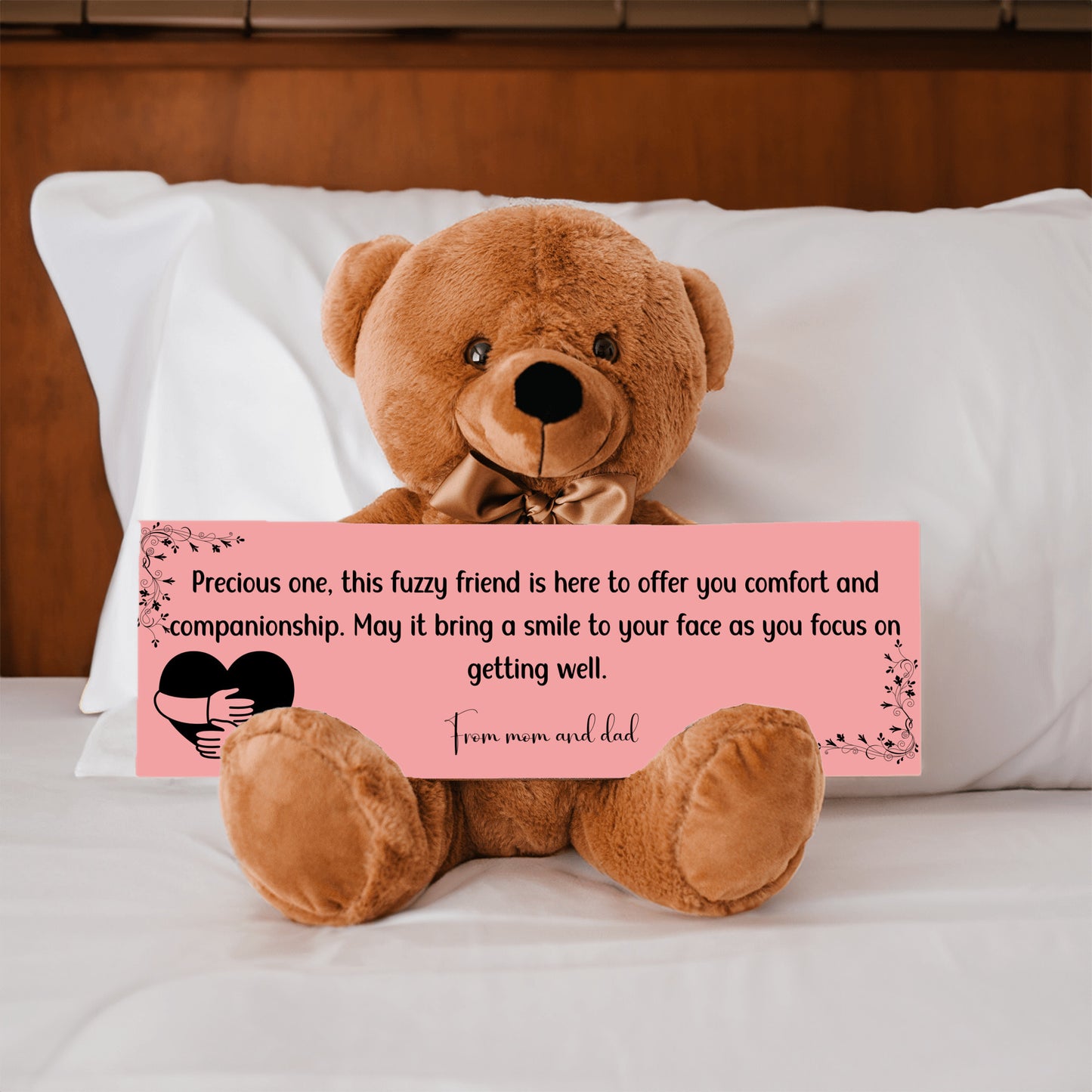 From mom and dad - Get Well Soon with this Cuddly Companion Premium Plush Bear, bringing comfort and companionship- shipping included