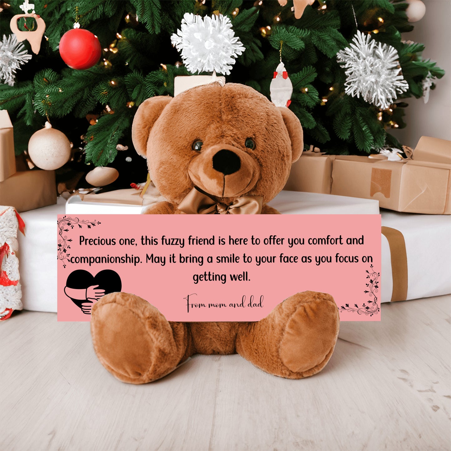 From mom and dad - Get Well Soon with this Cuddly Companion Premium Plush Bear, bringing comfort and companionship- shipping included