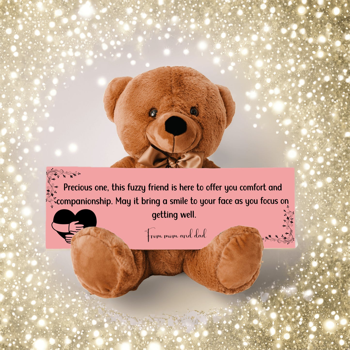 From mom and dad - Get Well Soon with this Cuddly Companion Premium Plush Bear, bringing comfort and companionship- shipping included