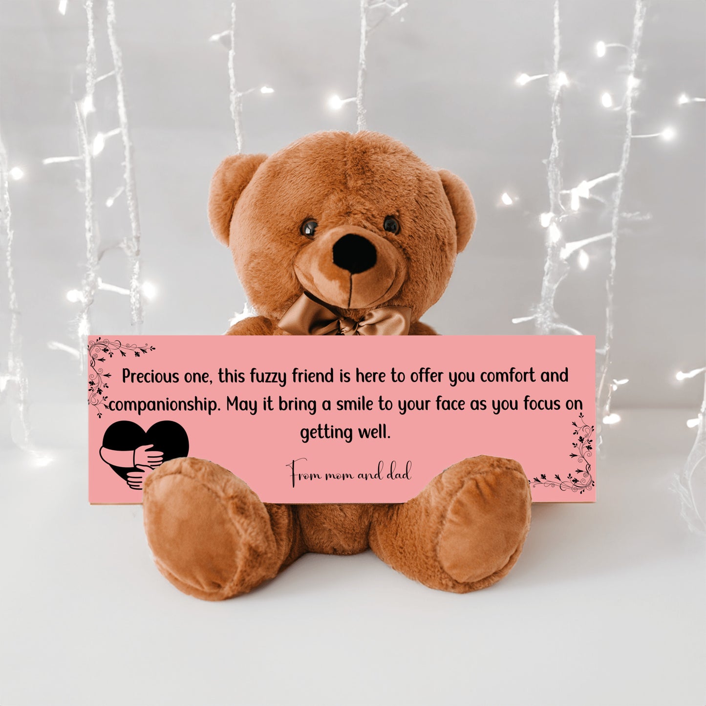 From mom and dad - Get Well Soon with this Cuddly Companion Premium Plush Bear, bringing comfort and companionship- shipping included