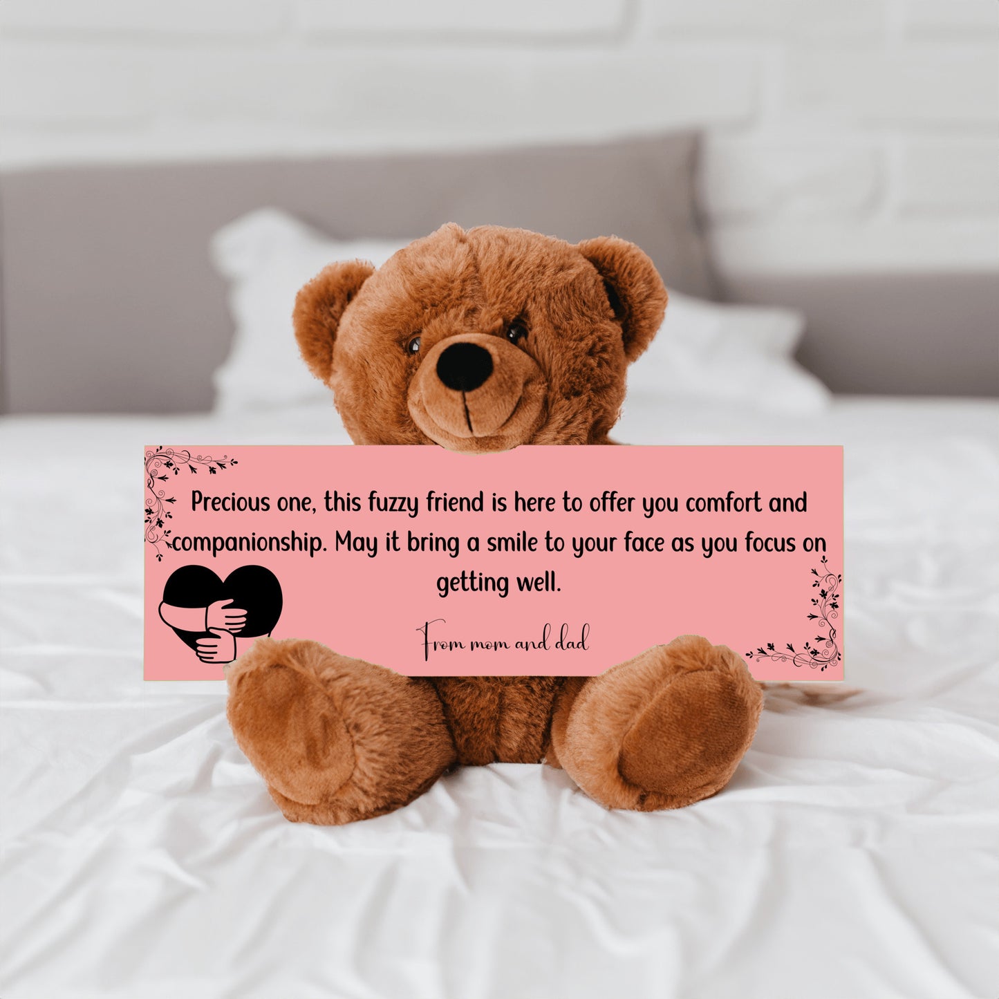 From mom and dad - Get Well Soon with this Cuddly Companion Premium Plush Bear, bringing comfort and companionship- shipping included