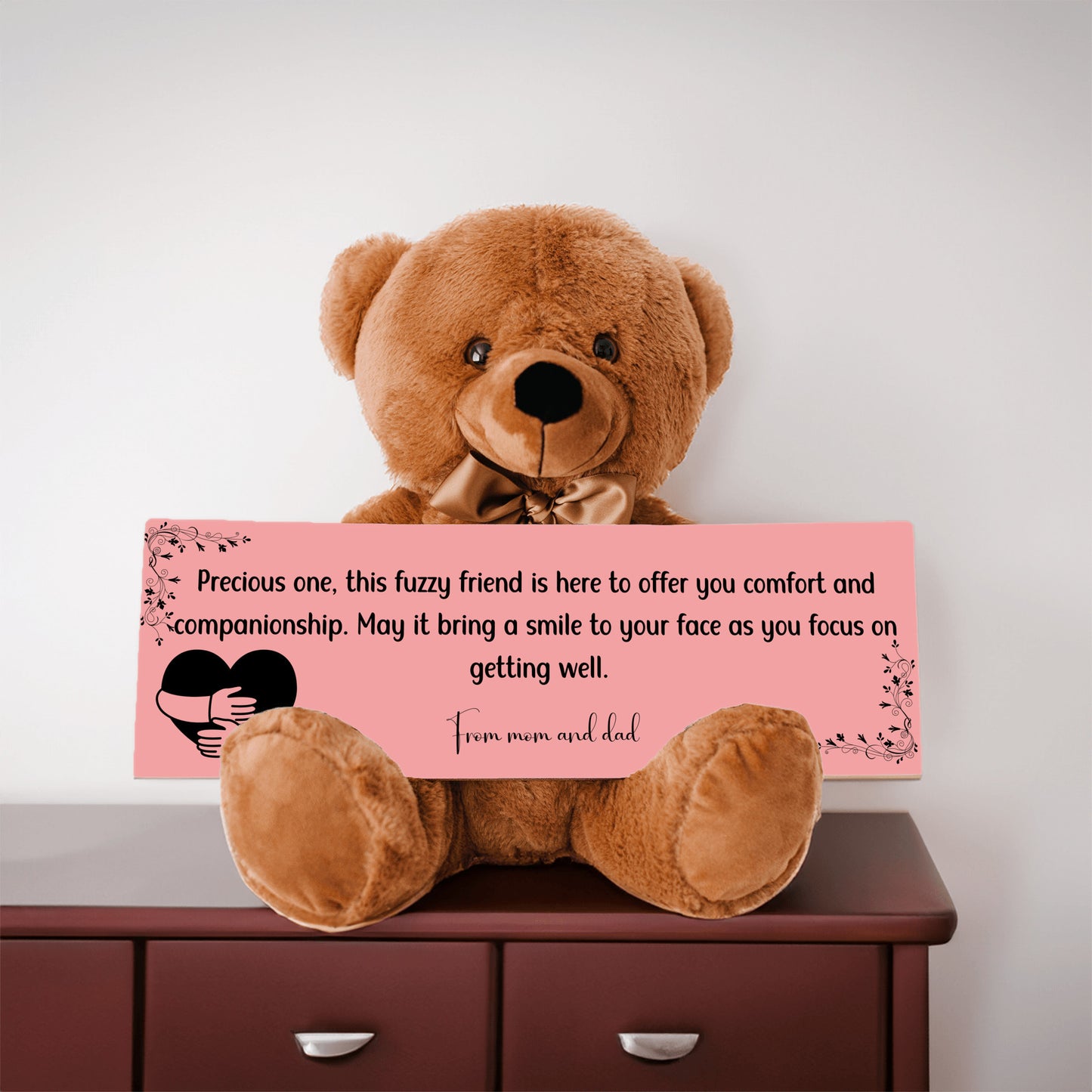 From mom and dad - Get Well Soon with this Cuddly Companion Premium Plush Bear, bringing comfort and companionship- shipping included