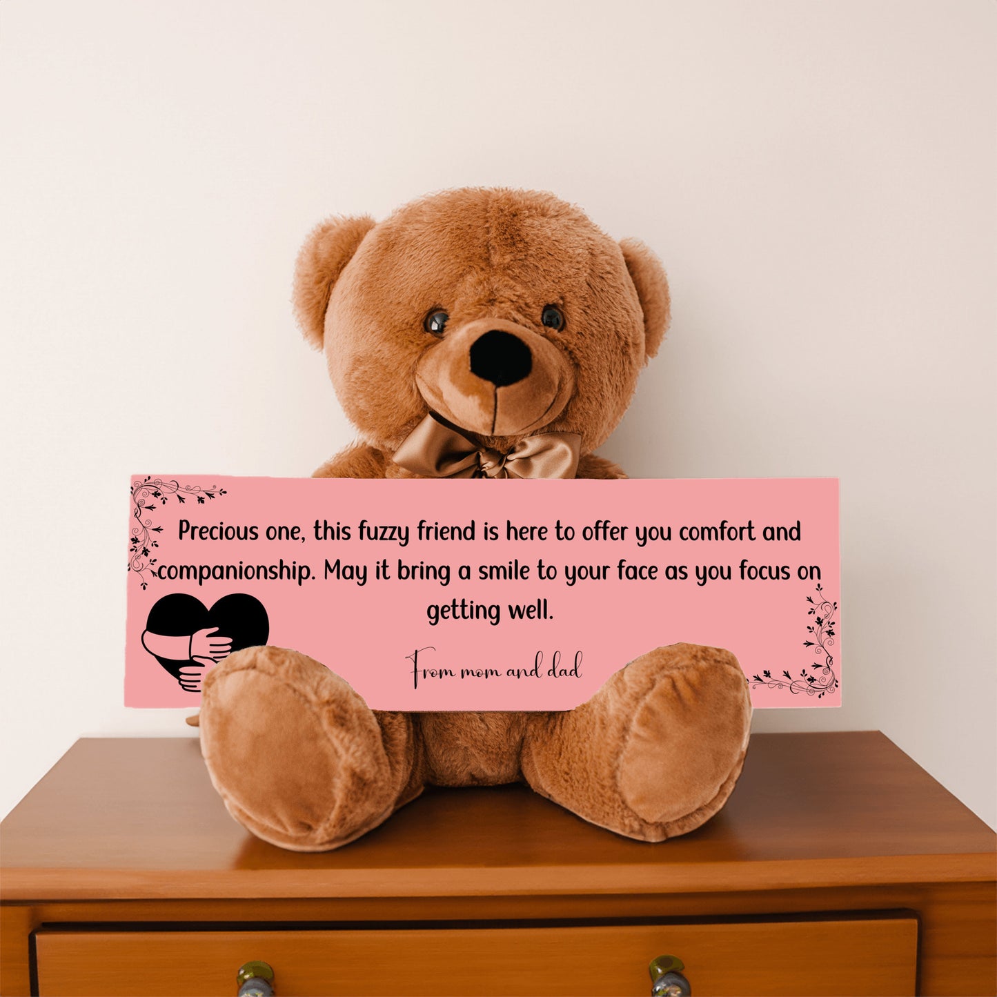 From mom and dad - Get Well Soon with this Cuddly Companion Premium Plush Bear, bringing comfort and companionship- shipping included