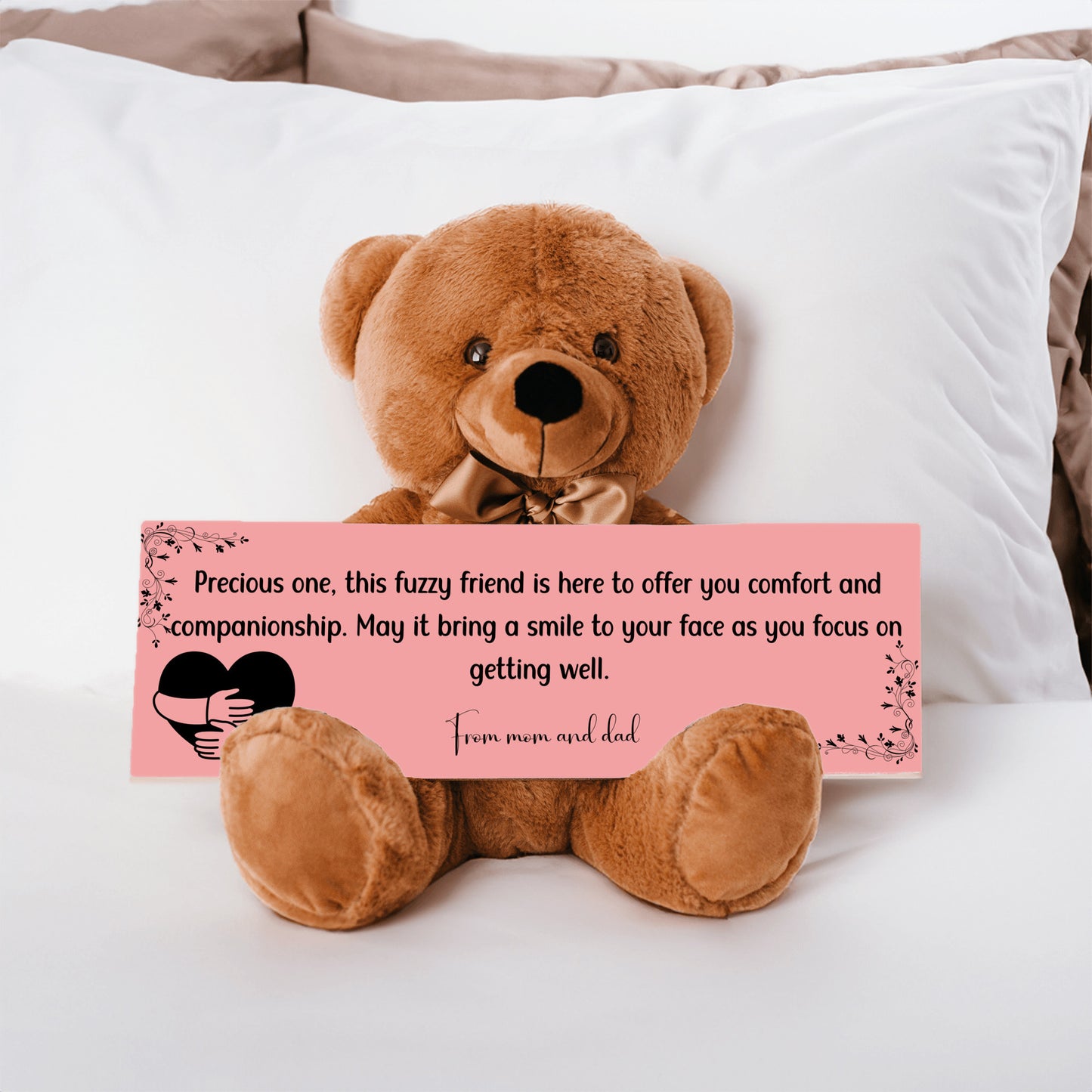 From mom and dad - Get Well Soon with this Cuddly Companion Premium Plush Bear, bringing comfort and companionship- shipping included