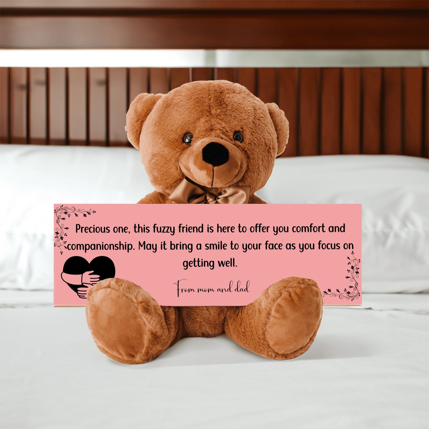 From mom and dad - Get Well Soon with this Cuddly Companion Premium Plush Bear, bringing comfort and companionship- shipping included