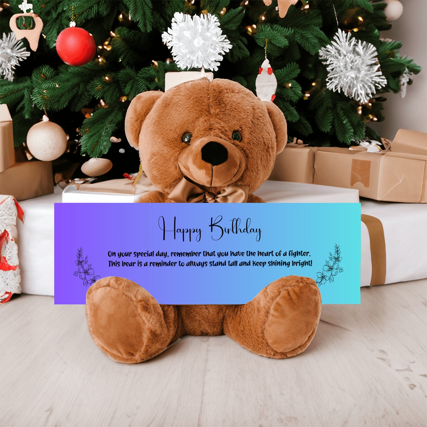 Resilient Spirit Birthday Plush Teddy Bear - A birthday message of resilience -  Free Shipping