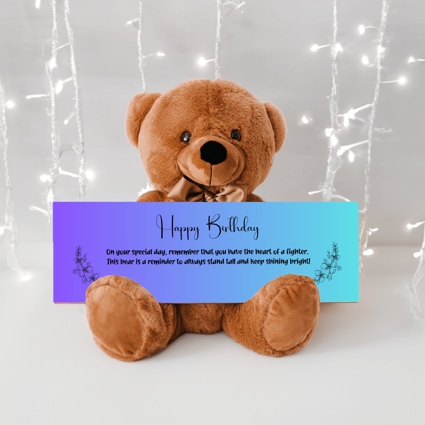 Resilient Spirit Birthday Plush Teddy Bear - A birthday message of resilience -  Free Shipping