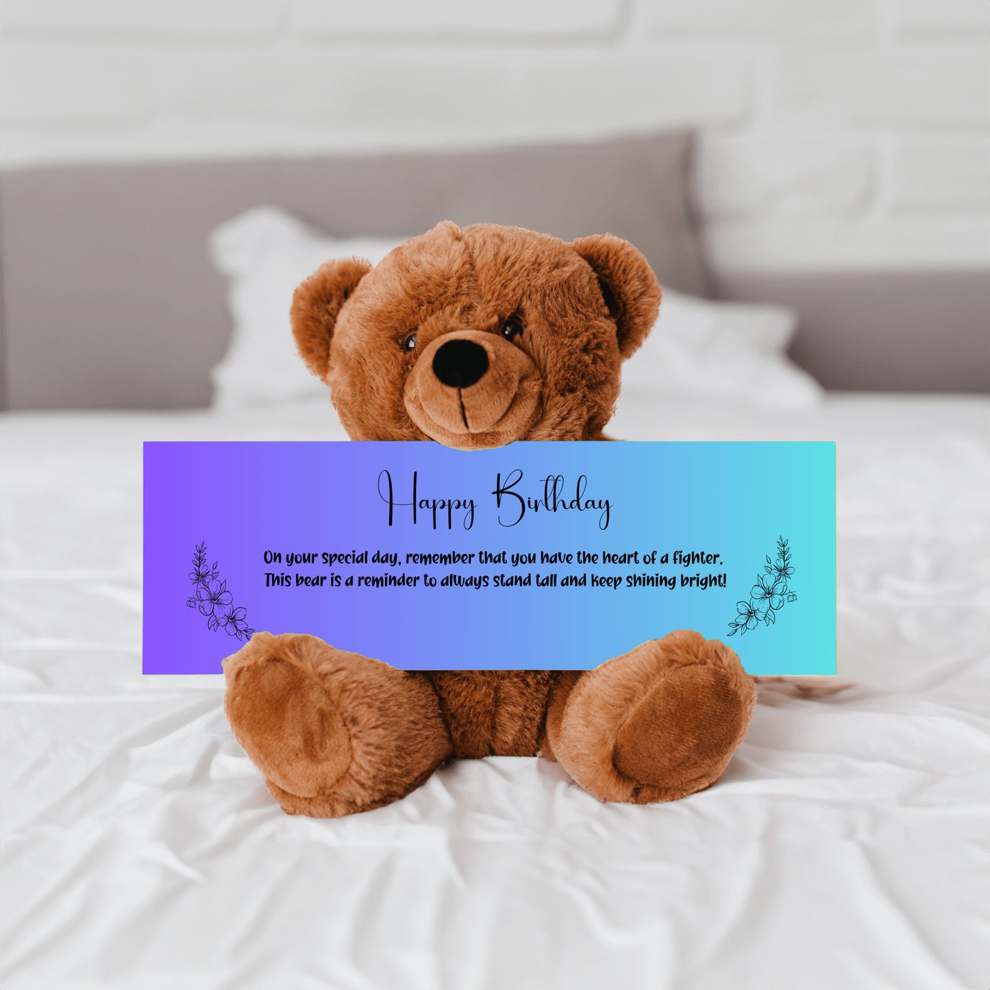 Resilient Spirit Birthday Plush Teddy Bear - A birthday message of resilience -  Free Shipping