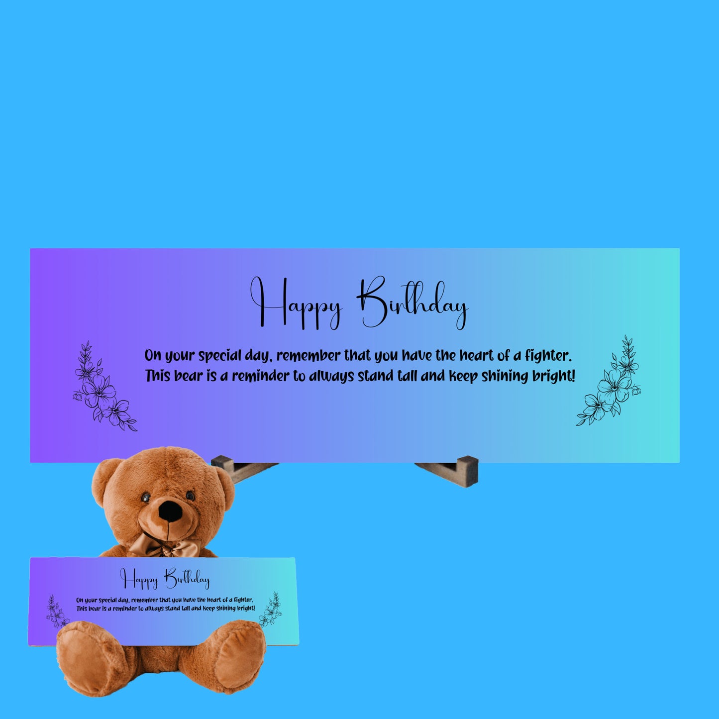 Resilient Spirit Birthday Plush Teddy Bear - A birthday message of resilience -  Free Shipping