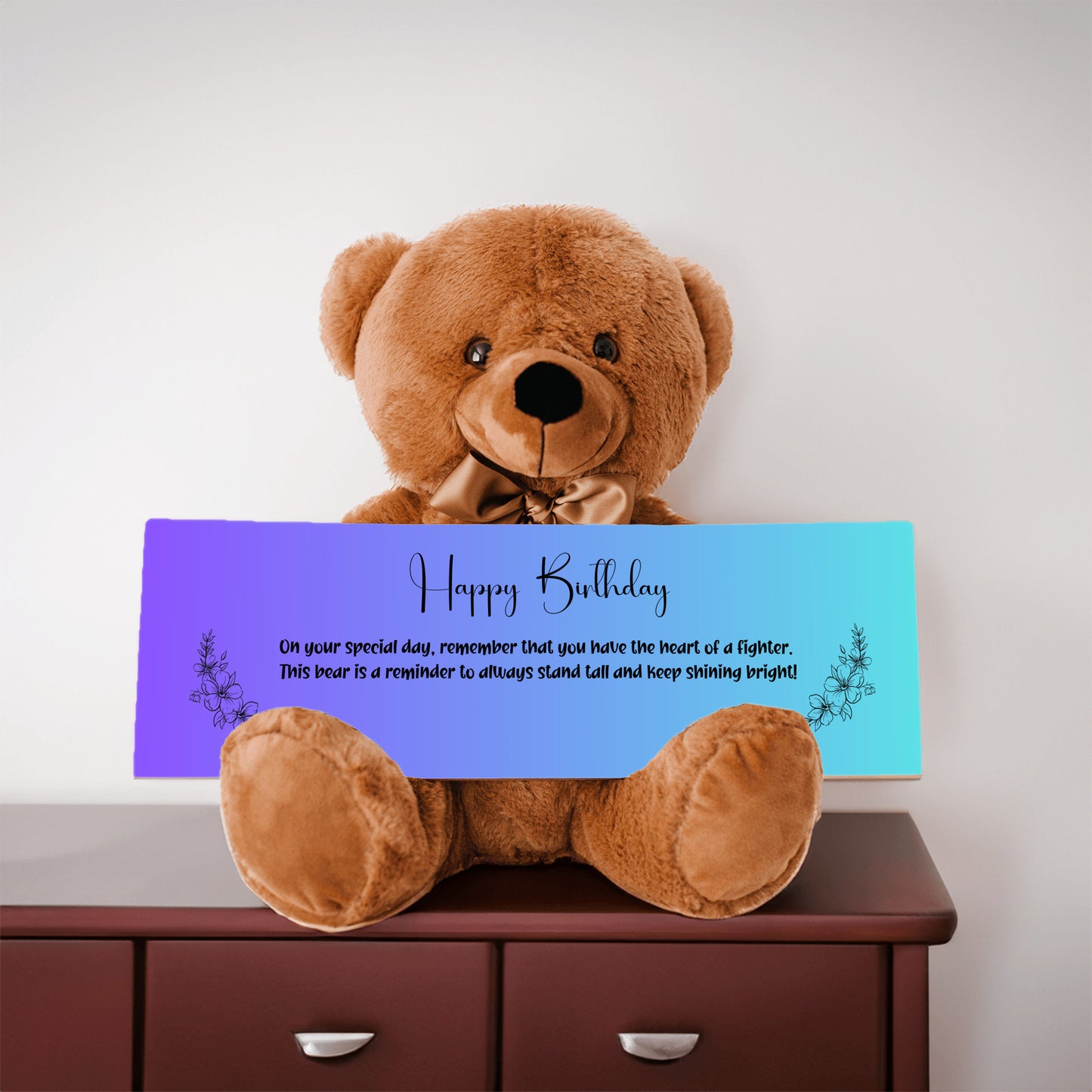 Resilient Spirit Birthday Plush Teddy Bear - A birthday message of resilience -  Free Shipping