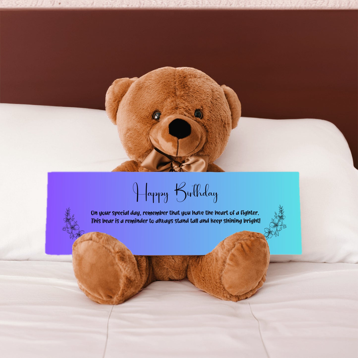 Resilient Spirit Birthday Plush Teddy Bear - A birthday message of resilience -  Free Shipping