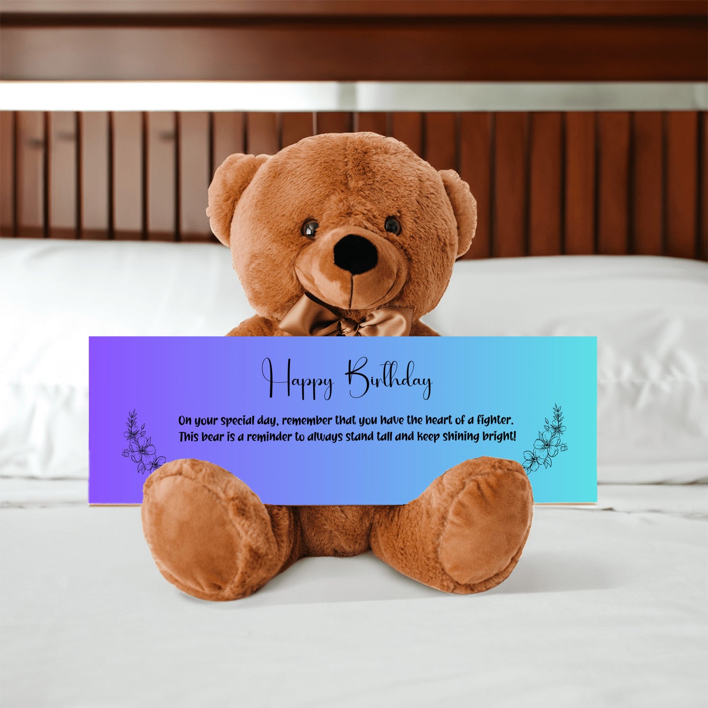 Resilient Spirit Birthday Plush Teddy Bear - A birthday message of resilience -  Free Shipping