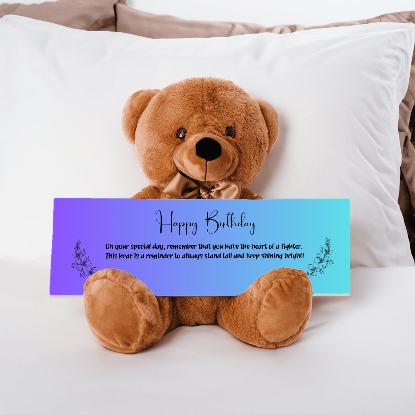 Resilient Spirit Birthday Plush Teddy Bear - A birthday message of resilience -  Free Shipping