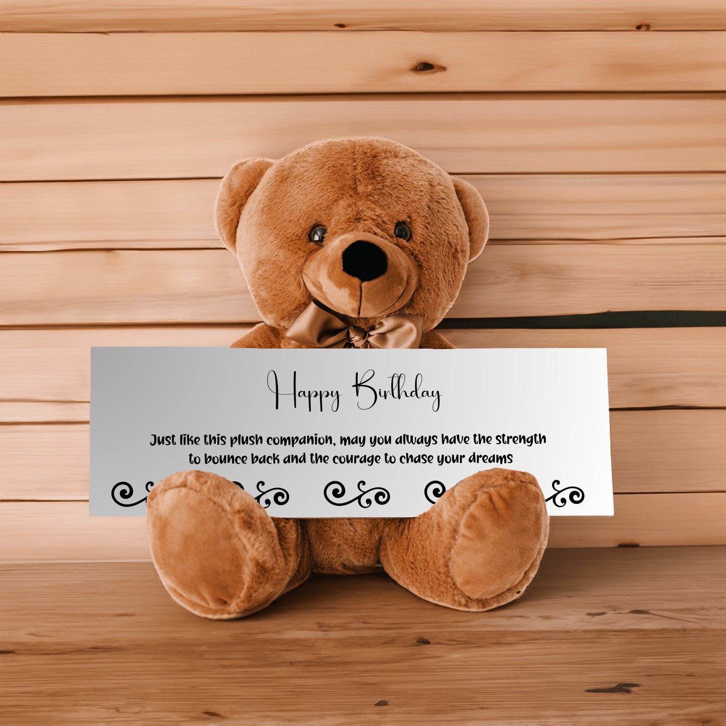 Happy Birthday Plush Teddy bear with Strength and Courage message - Free Shipping