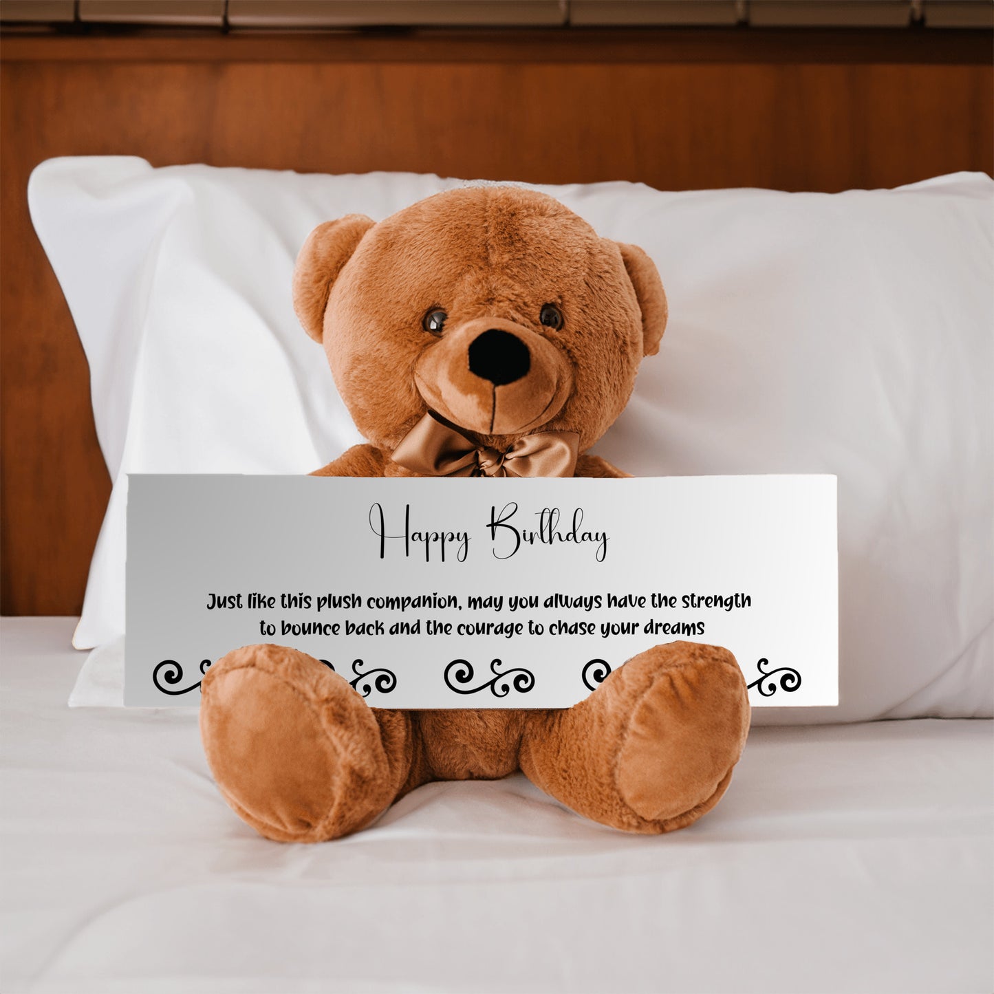 Happy Birthday Plush Teddy bear with Strength and Courage message - Free Shipping