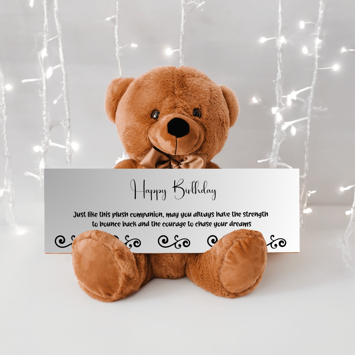 Happy Birthday Plush Teddy bear with Strength and Courage message - Free Shipping