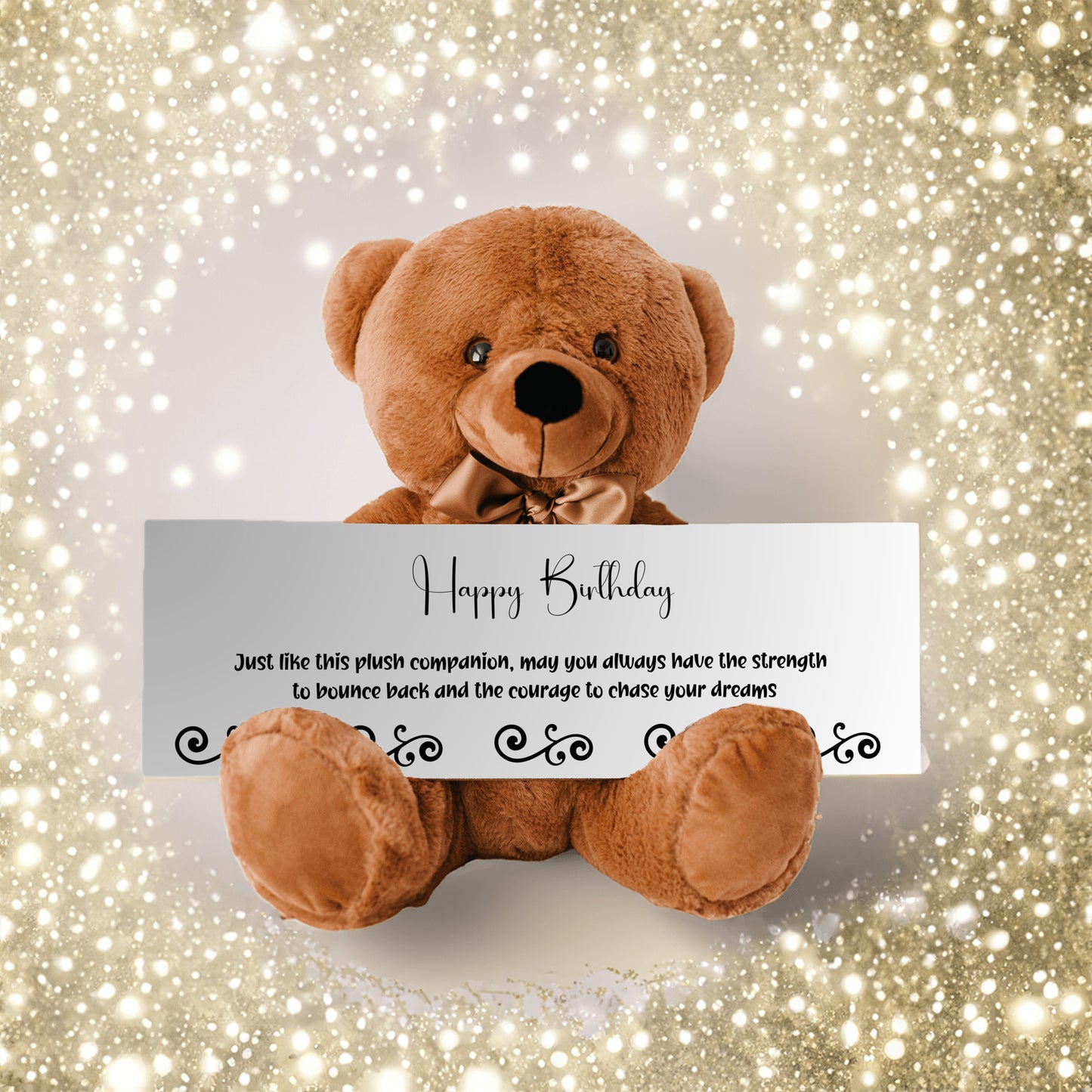 Happy Birthday Plush Teddy bear with Strength and Courage message - Free Shipping