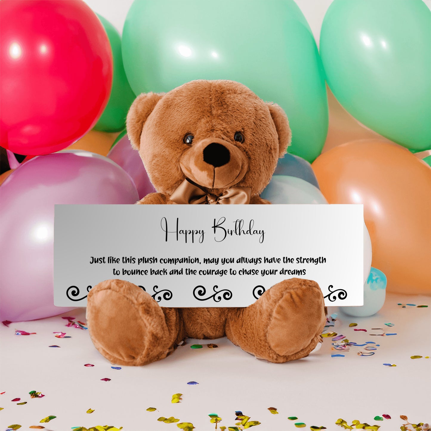 Happy Birthday Plush Teddy bear with Strength and Courage message - Free Shipping