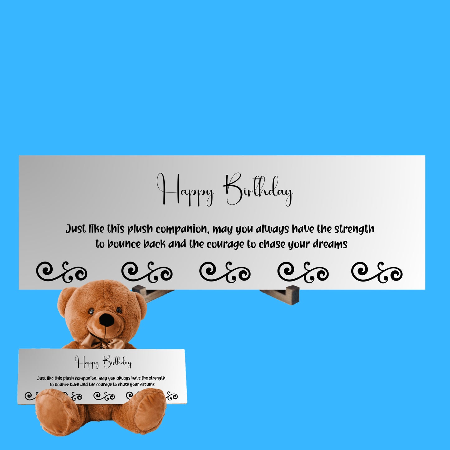 Happy Birthday Plush Teddy bear with Strength and Courage message - Free Shipping