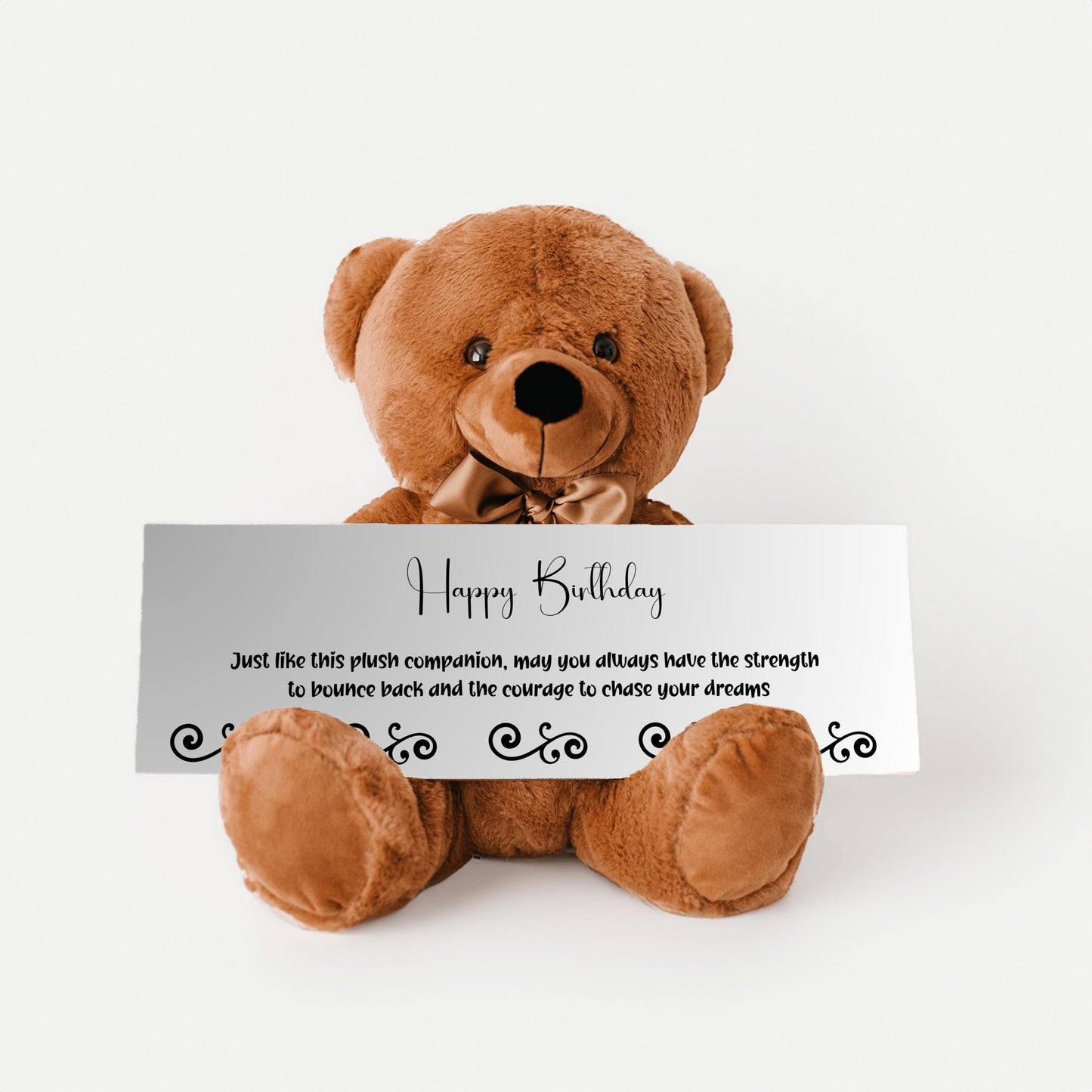 Happy Birthday Plush Teddy bear with Strength and Courage message - Free Shipping