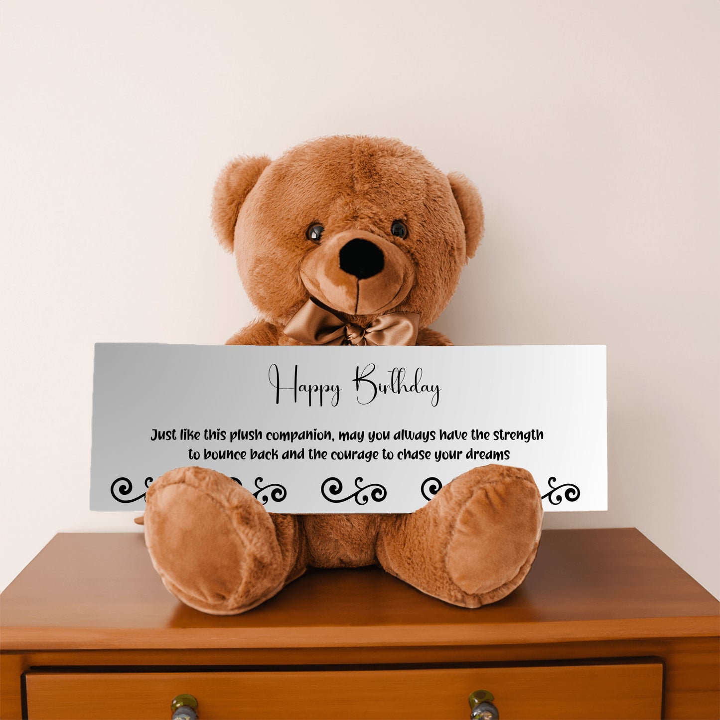 Happy Birthday Plush Teddy bear with Strength and Courage message - Free Shipping