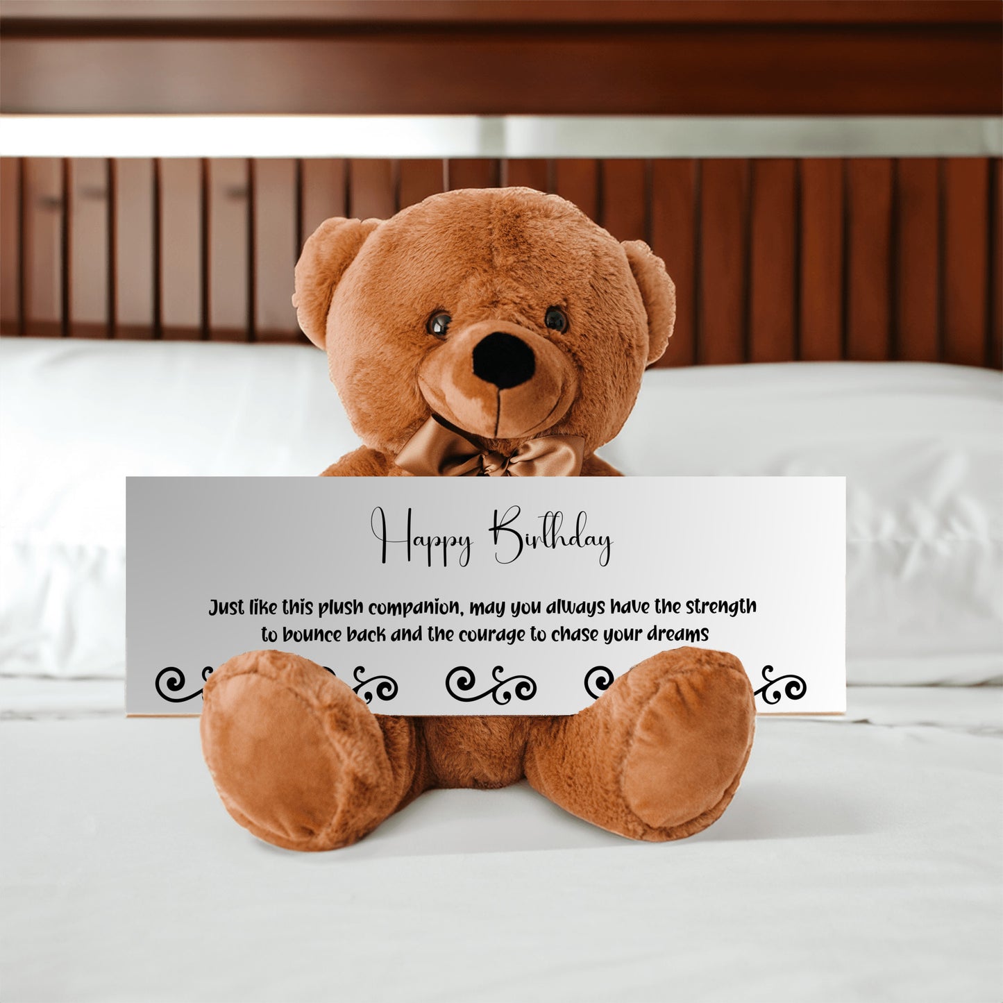 Happy Birthday Plush Teddy bear with Strength and Courage message - Free Shipping